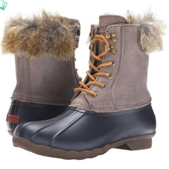 Sperry  Topsider Faux Fur Duck Rain Boots - Picture 1 of 11